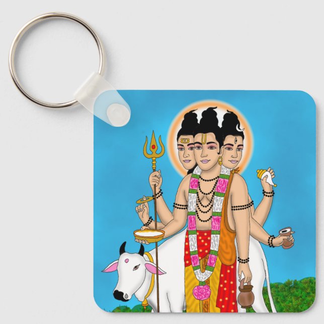 Lord Dattatreya Sticker Keychain (Front)