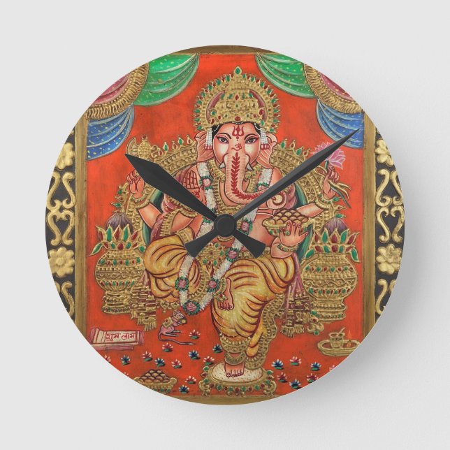 LORD GANESH HINDU DEITY ROUND CLOCK (Front)