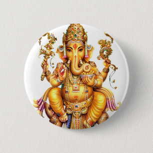 LORD GANESH HINDU GOD 2 INCH ROUND BUTTON