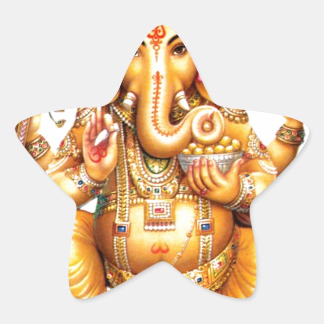 LORD GANESH HINDU GOD STAR STICKER (Front)
