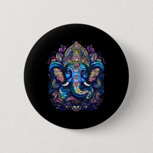 Lord Ganesh, Hinduism, Buddhism, Elephant God, Yog 2 Inch Round Button