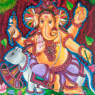 Lord Ganesh Mural Painting Stretched Canvas Print
