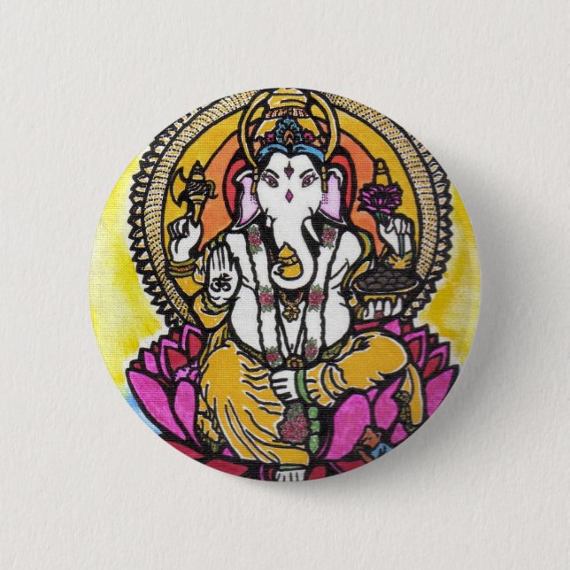 Lord Ganesha 2 Inch Round Button (Front)