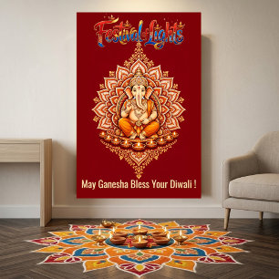 Lord Ganesha Blessings Diwali Festival of Lights  Banner