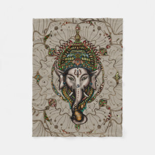 Lord Ganesha - Colour on Canvas Fleece Blanket