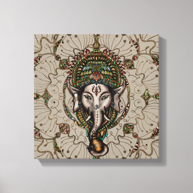 Lord Ganesha - Colour on Canvas Print (Front)