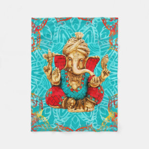 Lord Ganesha - Mixed Media Fleece Blanket