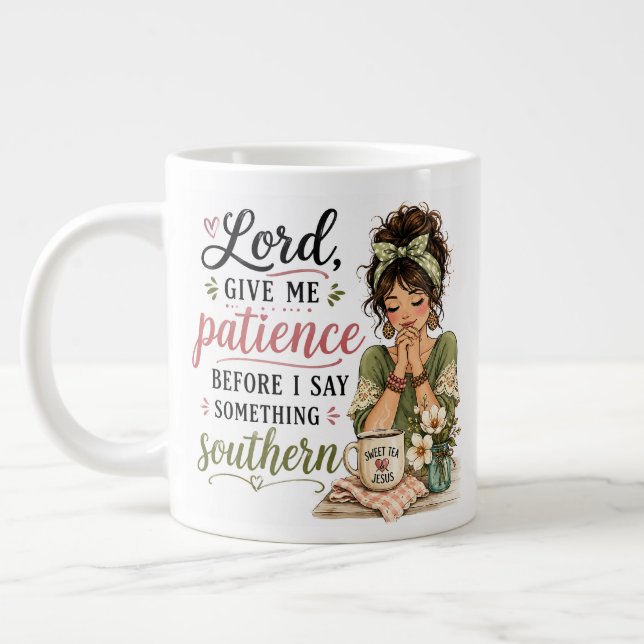 Lord, Give me patience before ...... Large Coffee Mug (Left)