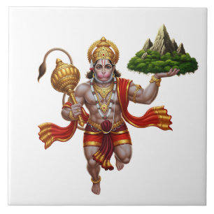 Lord Hanuman Flying Lifting Mountain Tile