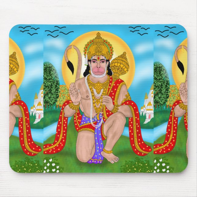 Lord Hanuman Mouse Pad – Spiritual Desk Accessory (Front)