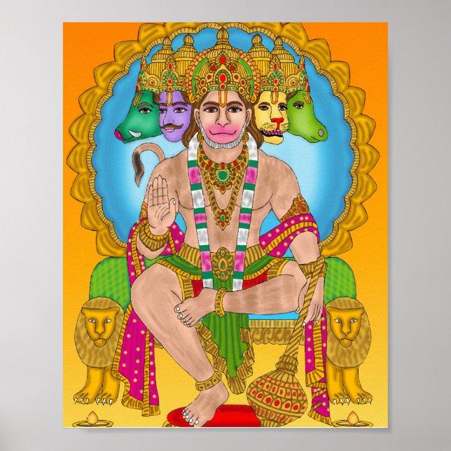 Lord Hanuman Poster | Powerful Hindu Devta Hanuman (Front)