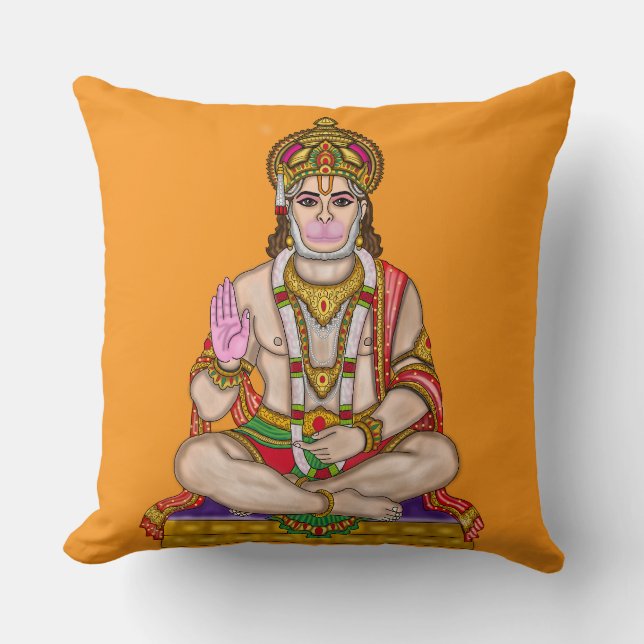 Lord Hanuman  Throw Pillow (Front)