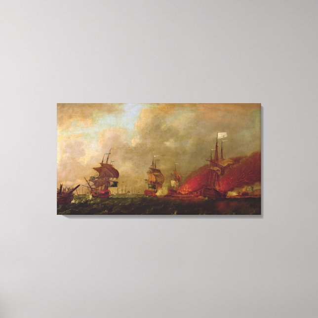 Lord Howe and the Comte d'Estaing off Rhode Canvas Print (Front)