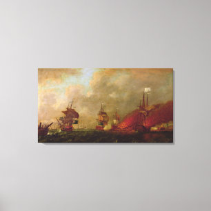 Lord Howe and the Comte d'Estaing off Rhode Canvas Print