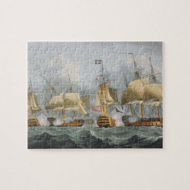 Lord Howe in the Queen Charlotte, Breaking the Ene Jigsaw Puzzle (Horizontal)