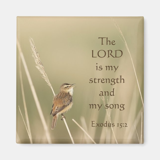 Lord is my Strength & Song Scripture Song Bird Magnet (Front)