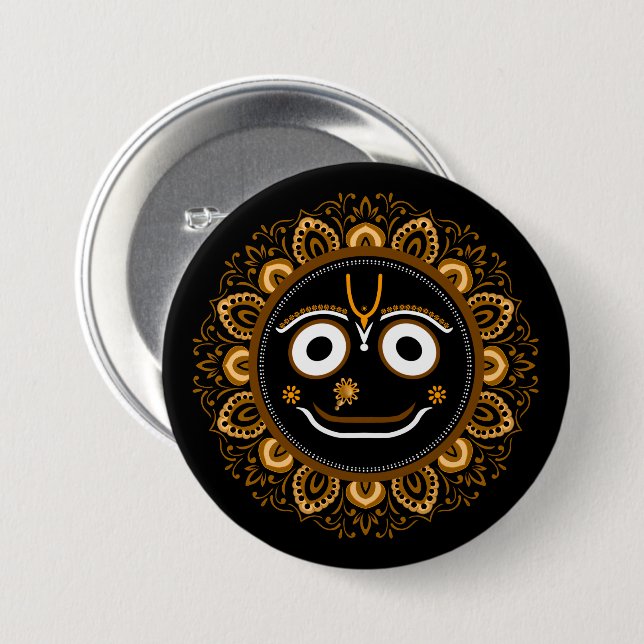 Lord Jagannath Devotional - Hare Krishna 3 Inch Round Button (Front & Back)
