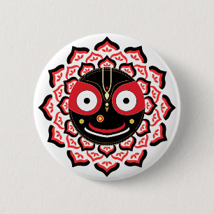 Lord Jagannath Face Chakra Hindu Deity 2 Inch Round Button