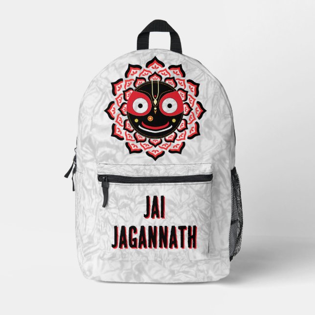 Lord Jagannath Face Chakra Hindu Deity Printed Backpack (Front)