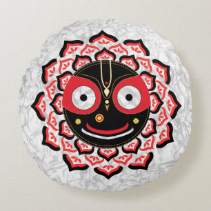 Lord Jagannath Face Chakra Hindu Deity Round Pillow