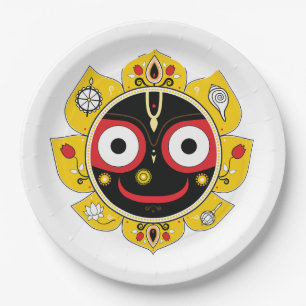 Lord Jagannath Face Hindu Deity Spiritual Paper Plate