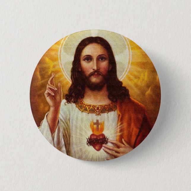 Lord Jesus Christ and the Sacred Heart 2 Inch Round Button (Front)