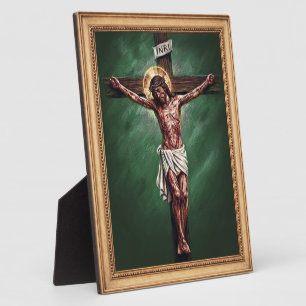 Lord Jesus Christ on the Cross Chalk Drawing GR Plaque