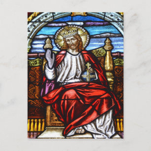 Lord Jesus on throne stained glass Postcard