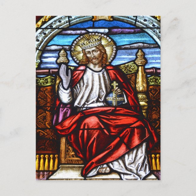 Lord Jesus on throne stained glass Postcard (Front)