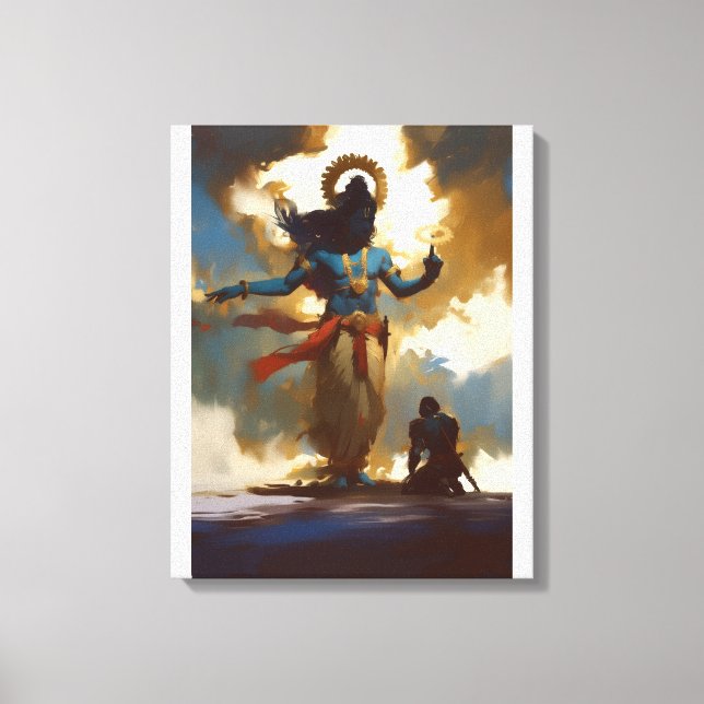 Lord Krishna and Arjuna Canvas Wall Art (Front)