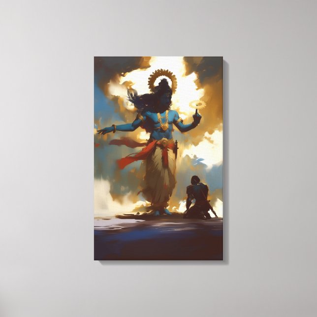 Lord Krishna and Arjuna Canvas Wall Art (Front)
