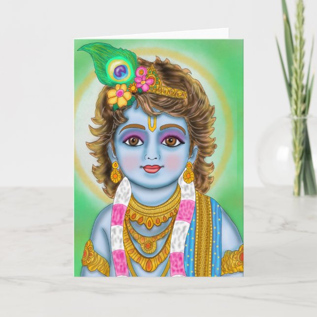Lord Krishna Child Greeting Card (Front)
