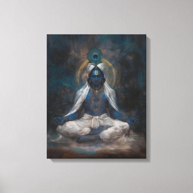 Lord Krishna in Meditation Canvas Wall Art (Front)