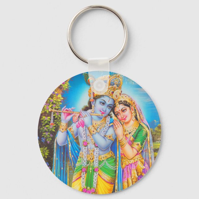 Lord Krishna Playing Flute Keychain (Front)