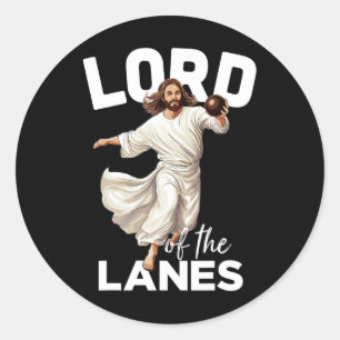 Lord Lanes Funny Christian Christ Gutter Bowling L Classic Round Sticker