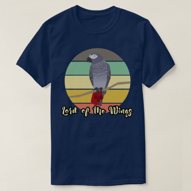 Lord of the Wings African Grey Parrot Lover and Pe T-Shirt (Design Front)
