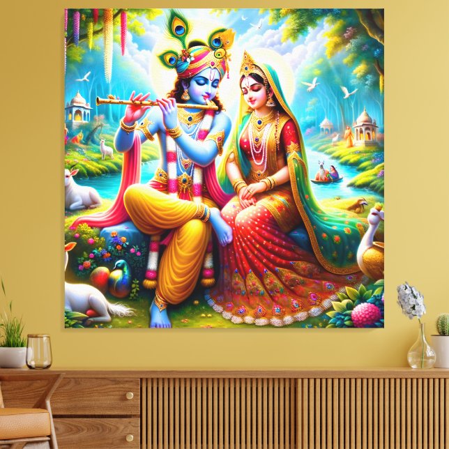 Lord Radha Krishna Canvas Print Picture  (Insitu(LivingRoom))