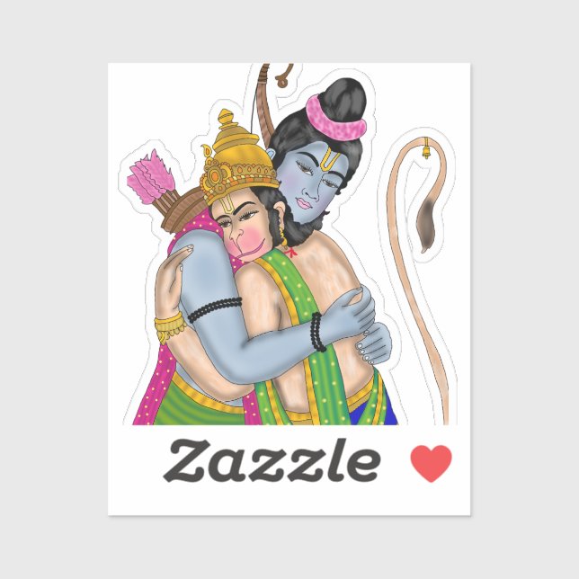 Lord Rama & Hanuman Sticker (Sheet)