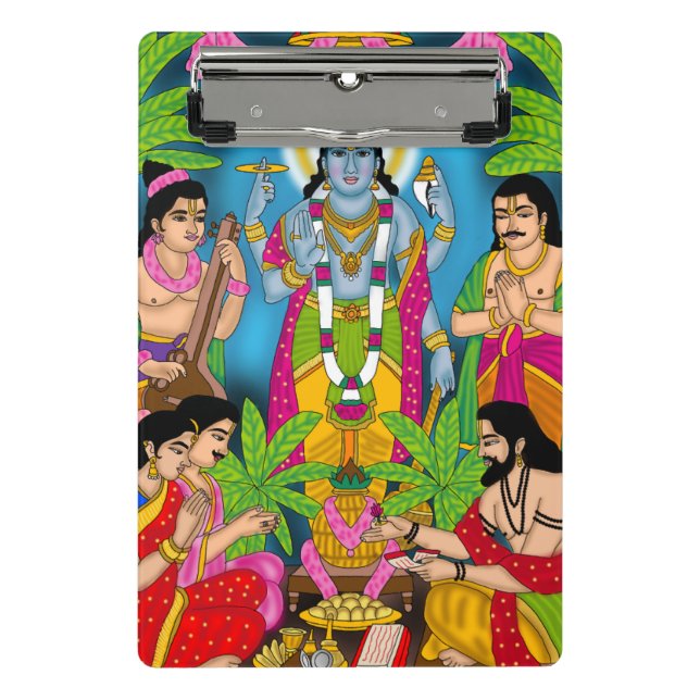 Lord Satyanarayan Wall Clock Mini Clipboard (Front)