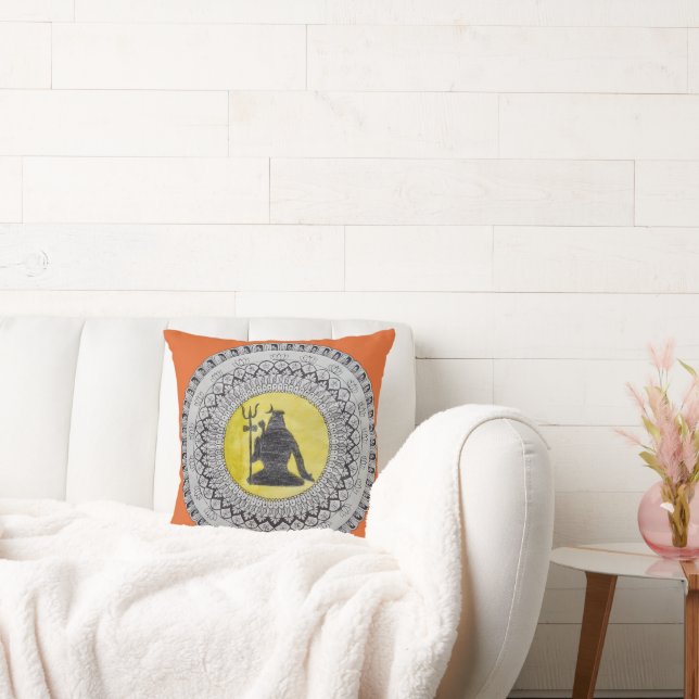Lord Shiva Mandala Art Throw Pillow (Couch)