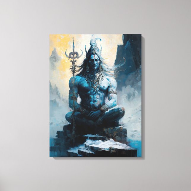 Lord shiva meditating, housewarming, gift, idea canvas print (Front)