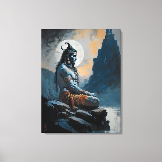 Lord shiva meditating, housewarming, gift, idea canvas print (Front)