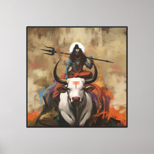 Lord Shiva on Nandi Canvas Wall Art