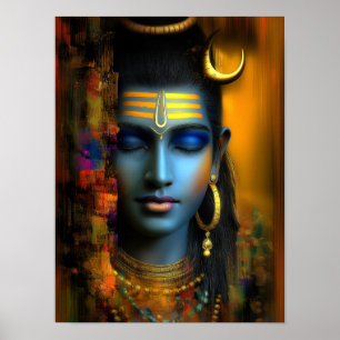 Lord Shiva Print: Modern Abstract Visionary Art Poster