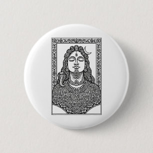 Lord Shiva Traditional Indian Mehendi And Mandala 2 Inch Round Button