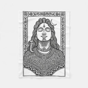 Lord Shiva Traditional Indian Mehendi And Mandala Fleece Blanket