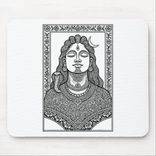 Lord Shiva Traditional Indian Mehendi And Mandala Mouse Pad