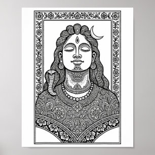 Lord Shiva Traditional Indian Mehendi And Mandala  Poster