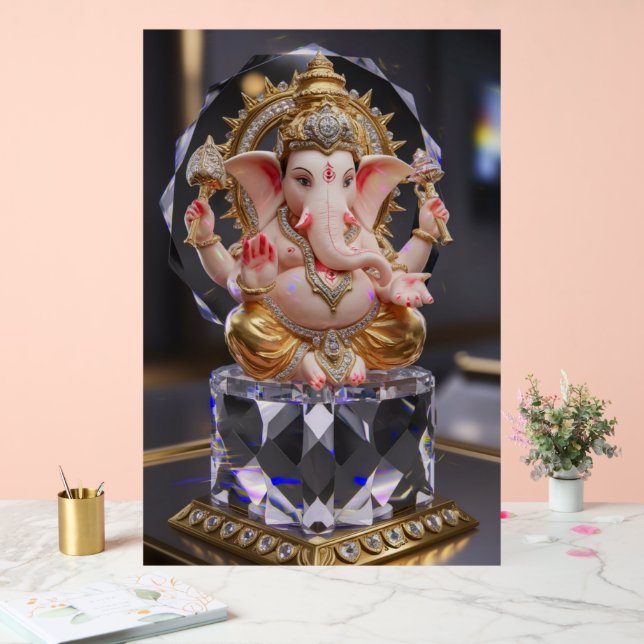 Lord Shree Ganesha Crystal & Diamond Sculpture (Mariage)