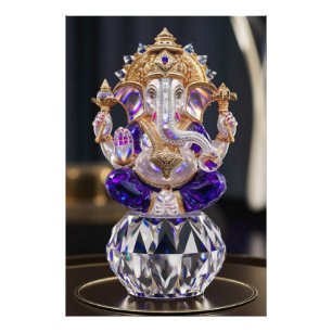 Lord Shree Ganesha Crystal & Diamond Sculpture Photo Print